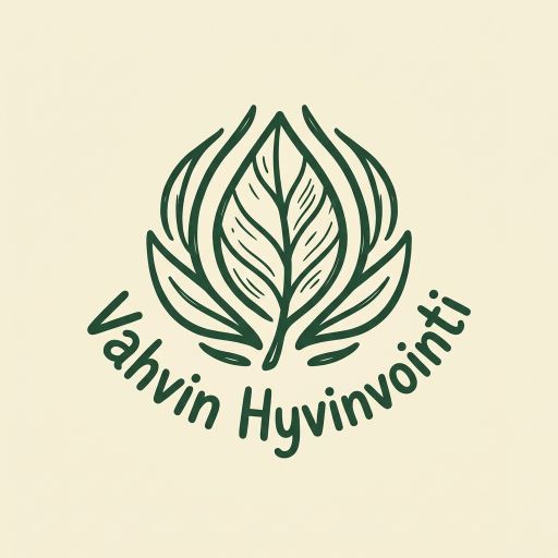 Tekoälyn luoma piirretty-tyylinen logopohja, hyvinvointi ja liikunta