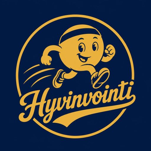 Tekoälyn luoma maskotti-tyylinen logopohja, hyvinvointi ja liikunta