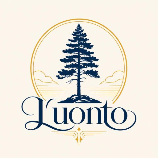 Tekoälyn luoma elegantti-tyylinen logopohja, metsä ja luonto