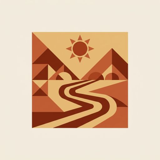 Tekoälyn luoma geometrinen-tyylinen logopohja, metsä ja luonto