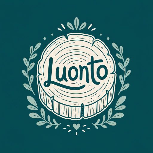Tekoälyn luoma piirretty-tyylinen logopohja, metsä ja luonto
