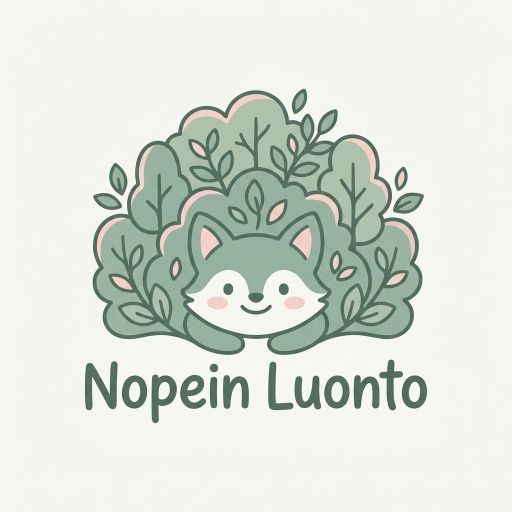 Tekoälyn luoma maskotti-tyylinen logopohja, metsä ja luonto