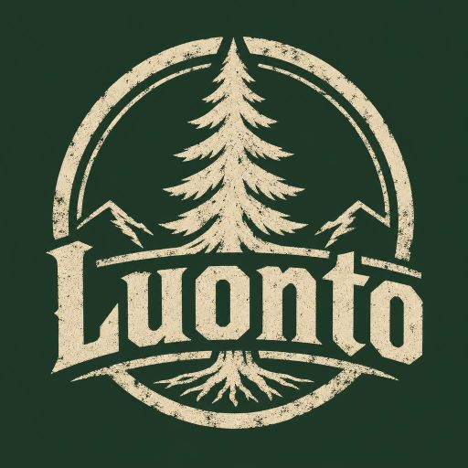 Tekoälyn luoma rouhea-tyylinen logopohja, metsä ja luonto