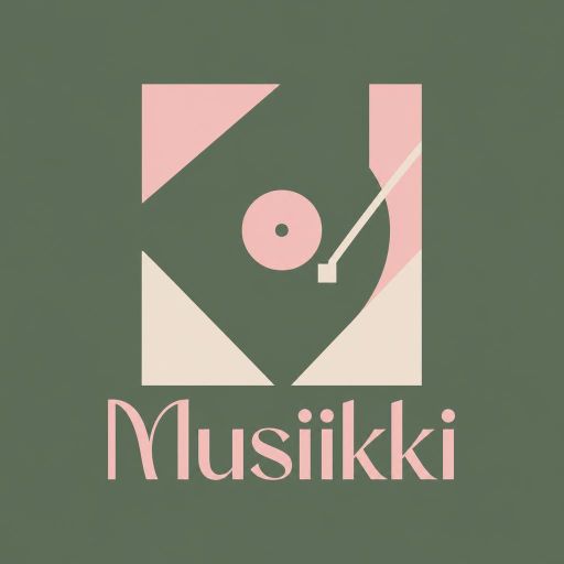 Tekoälyn luoma geometrinen-tyylinen logopohja, musiikki ja ääni