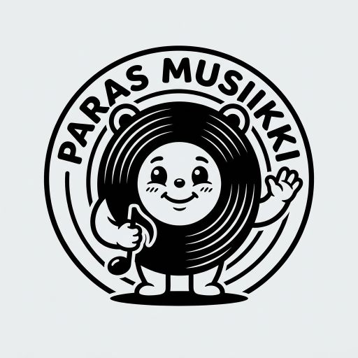 Tekoälyn luoma maskotti-tyylinen logopohja, musiikki ja ääni