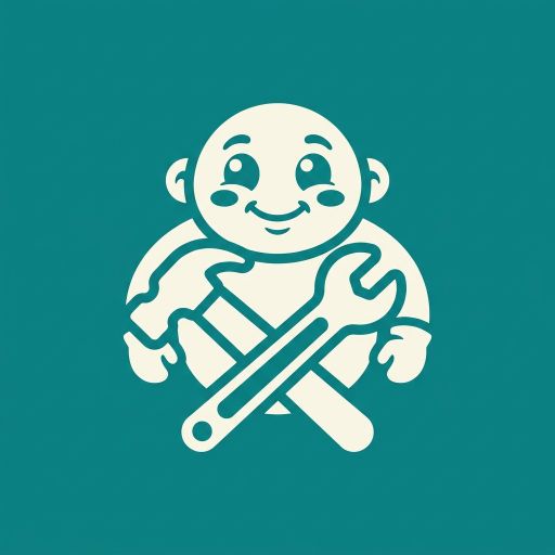 Tekoälyn luoma maskotti-tyylinen logopohja, rakennus ja remontti