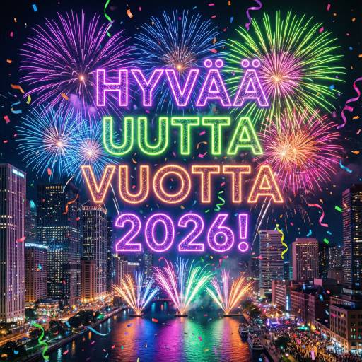 Värikäs uusi vuosi -kortti