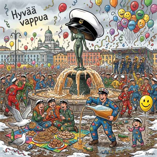 Hauska vappukuva juhlintaan